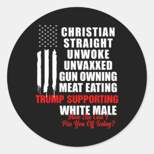 Christian White Straight Unwoke Vintage America Fl Classic Round Sticker