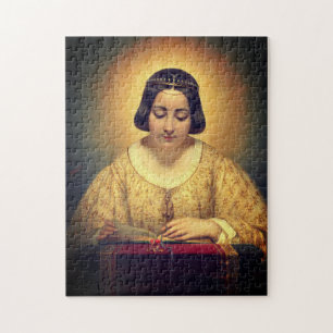Christian woman reading bible medieval painting jigsaw puzzle