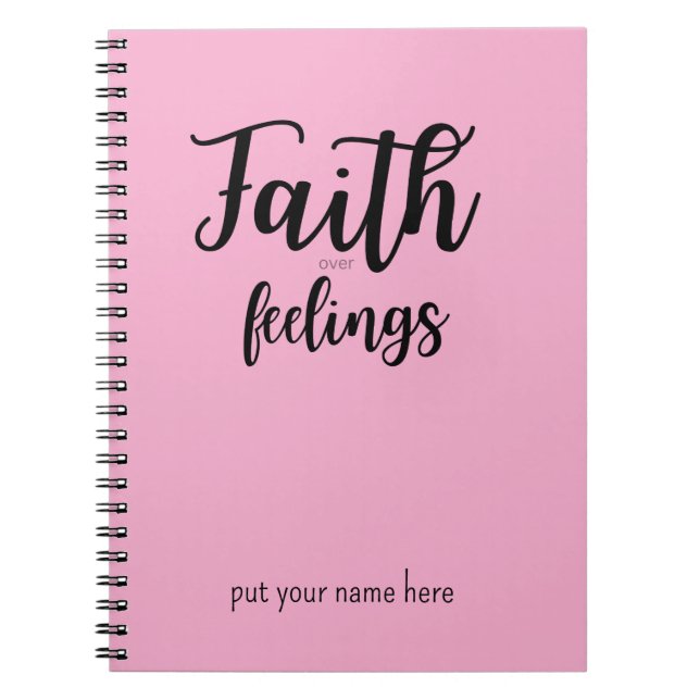Christian Women Minimalist Faith Over Feelings  Notebook (Front)