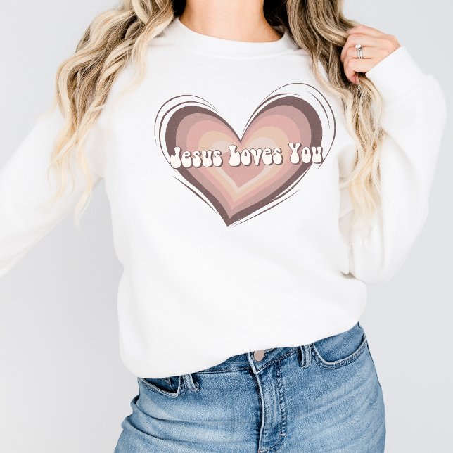 Christian Womens Sweatshirt Retro Jesus Graphic (Creator Uploaded)
