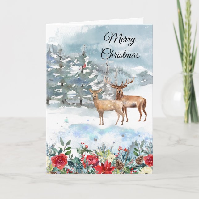 Christian Woodland Deer Christmas Card (Front)
