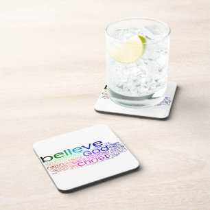 Christian word cloud coaster