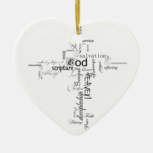 Christian words ceramic tree decoration (Front)