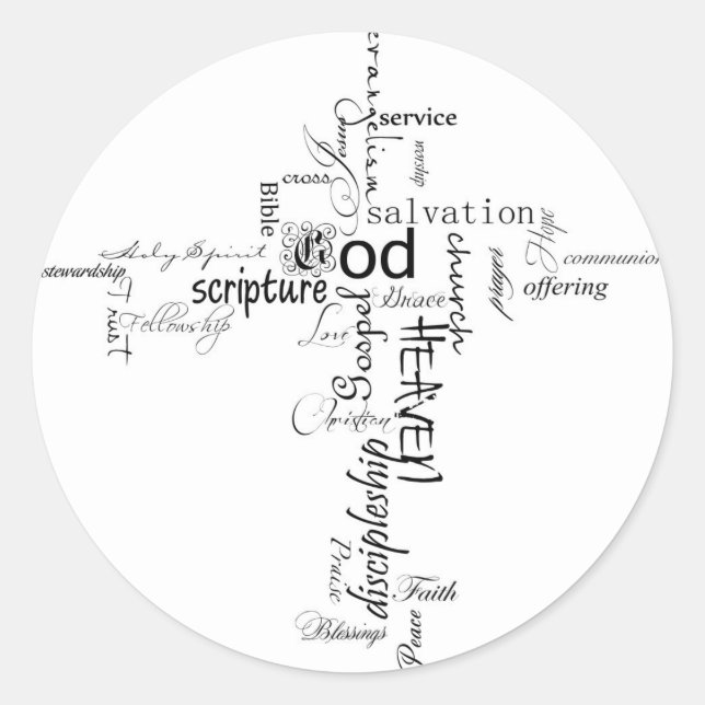 Christian words classic round sticker (Front)