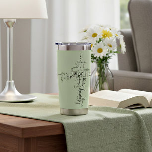 Christian words cross personalised insulated tumbler