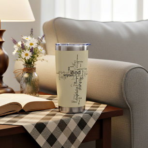 Christian words cross personalised insulated tumbler