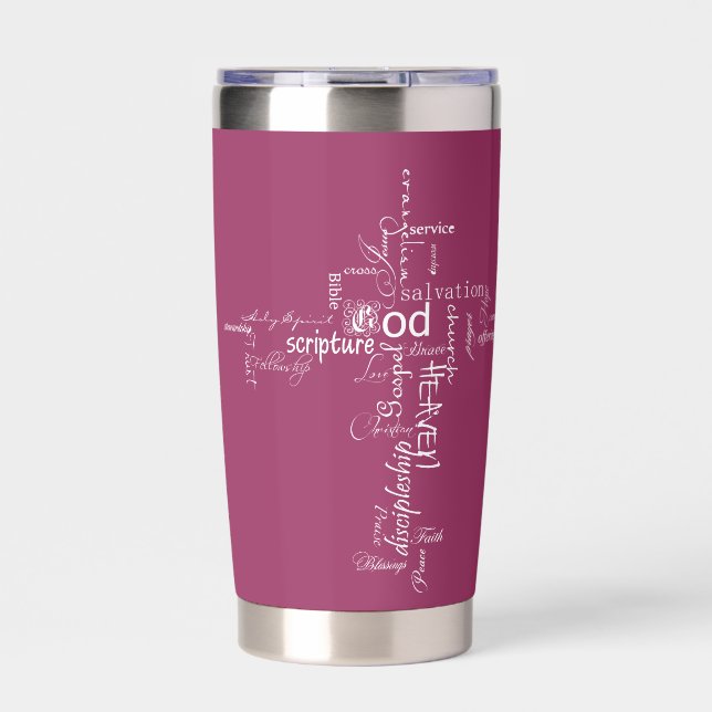 Christian words cross personalised insulated tumbler (Front)