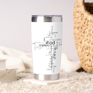Christian words cross personalised insulated tumbler