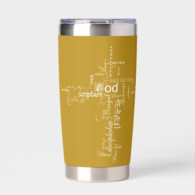 Christian words cross personalised insulated tumbler (Front)