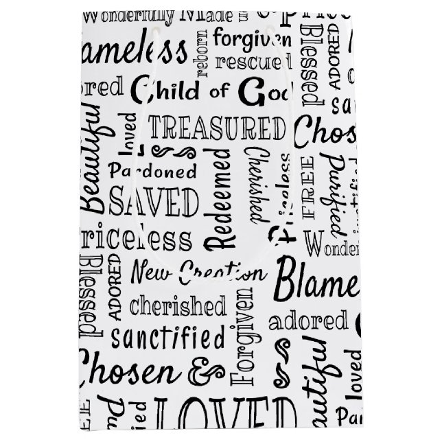 Christian Words of Affirmation Medium Gift Bag (Front)