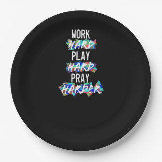 Christian Work Hard, Play Hard, Pray Harder Essent Paper Plate