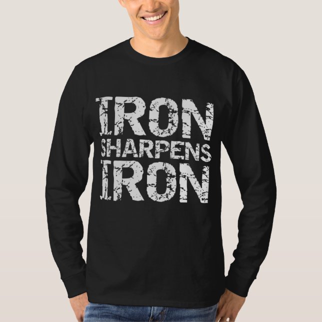 Christian Workout Discipleship Distressed Iron Sha T-Shirt (Front)