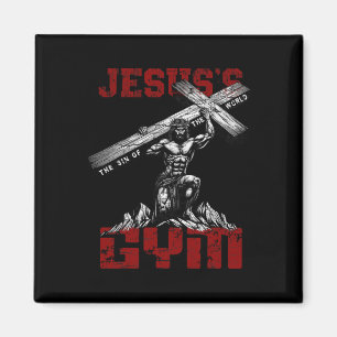 Christian Workout Tee Jesus's Gym Bodybuilder Moti Magnet