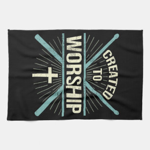 Christian Worship Band Created To Worship Drummer Tea Towel