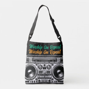 Christian Worship On Repeat Vintage Boom Box Faith Crossbody Bag