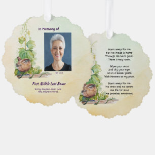 Christian Wren Bird Vineyard Memorial Keepsake Tree Decoration Card