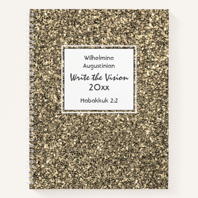 Christian WRITE THE VISION Customisable BEIGE Notebook (Front)
