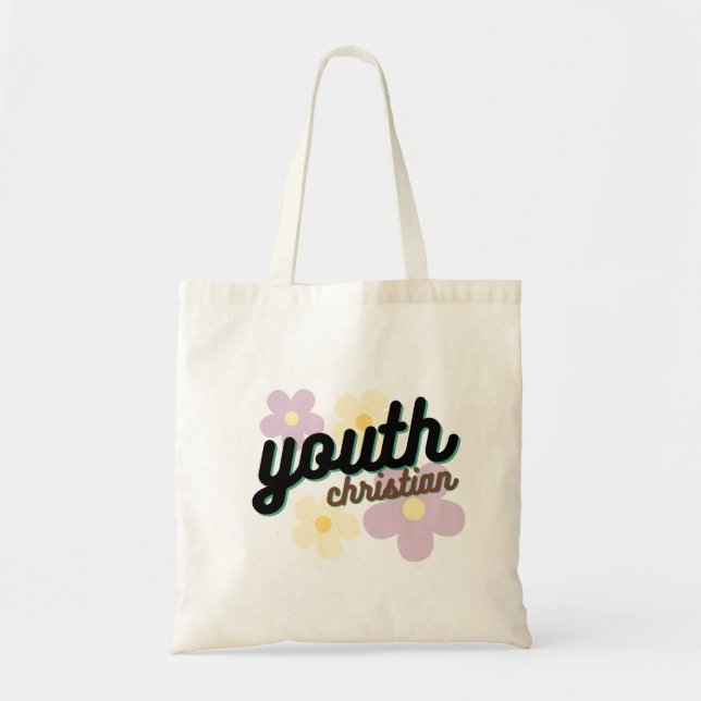Christian Youth Flower Tote Bag (Front)