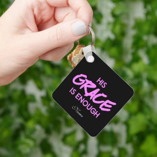 Christianity bible his grace is enough in pink key ring