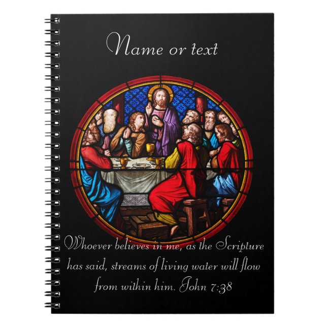 Christianity Jesus image with Bible scripture Spiral Notebook (Front)