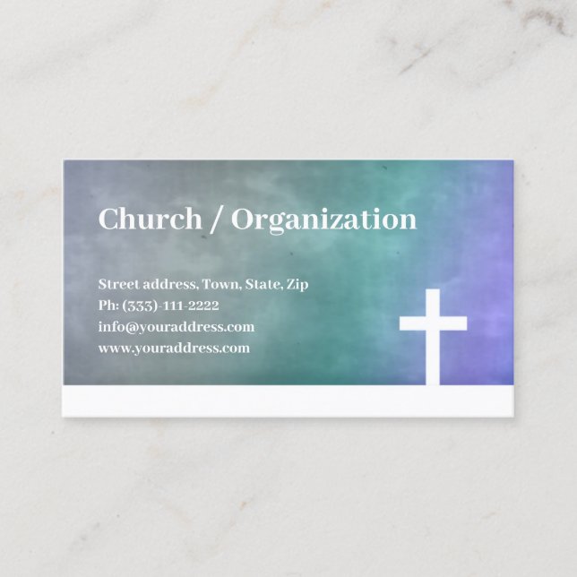 Christianity - Religious Blue Gradient Cross Card (Front)