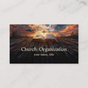 Christianity - Religious Cross and Bible Horizon Business Card