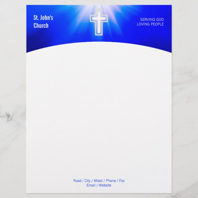 Christianity | Religious Cross Custom Letterhead (Front)