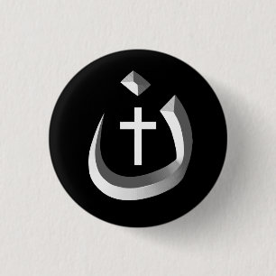 CHRISTIANITY SOLIDARITY - NAZARENE SYMBOL & CROSS 3 CM ROUND BADGE