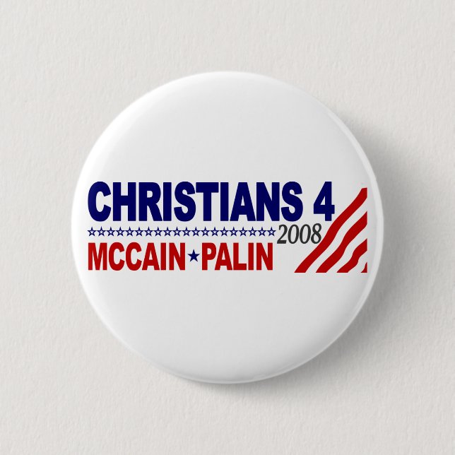 Christians for McCain Palin 6 Cm Round Badge (Front)