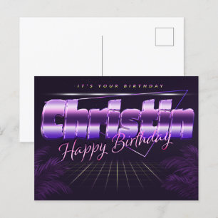 Christin Name Vorname lila Postkarte Geburtstag Postcard