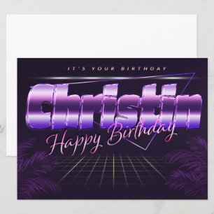 Christin Name Vorname lila retro Karte Geburtstag Card