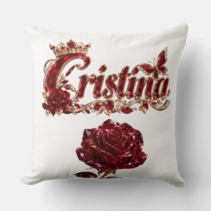 Christina Ruby Crystal Luxury Name Cushion