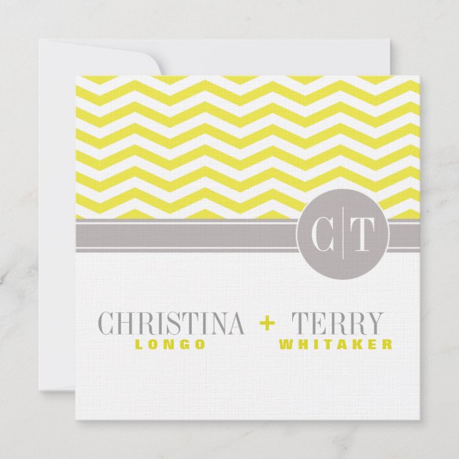 Christina's Chic Chevron Save the Date | yellow (Front)