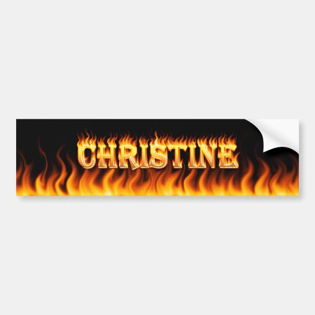 Christine real fire and flames bumper sticker desi (Front)