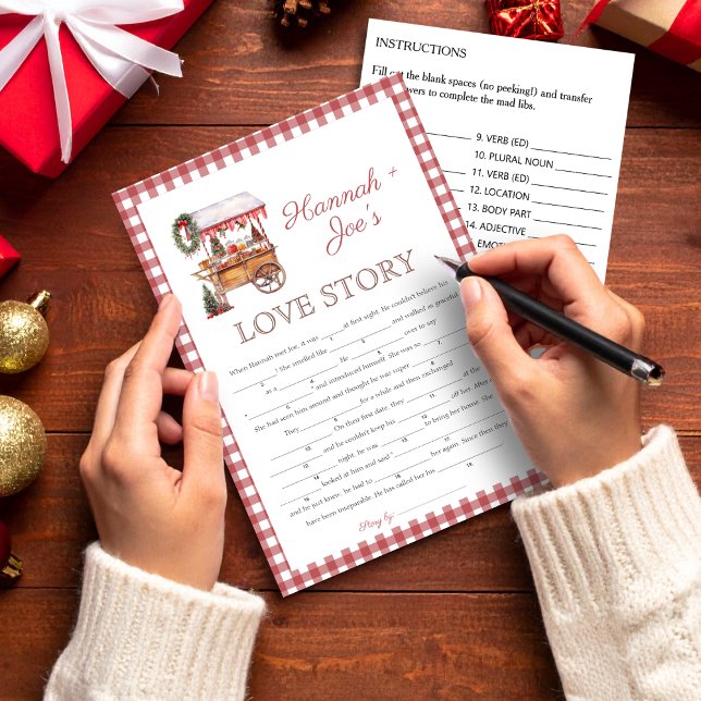 Christma market bridal shower Love Story Game card (Creator Uploaded)