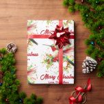 Christma Theme Hummingbird Wrapping Paper<br><div class="desc">Entertain your guests with this charming holiday wrapping paper design. It features a beautiful watercolor Christmas-themed hummingbird surrounded by a winter flower bouquet on a white background. The design features personalised red typography.</div>