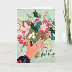 Christmas 12 days of Christmas Five Gold Rings Card