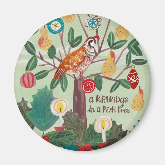 Christmas 12 days of Christmas Partridge Pear Tree Magnet (Front)
