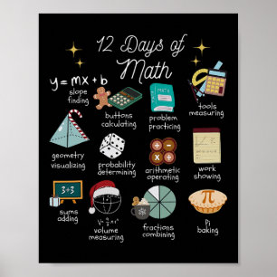 Christmas 12 Days Of Math Math Teacher Xmas Stem S Poster