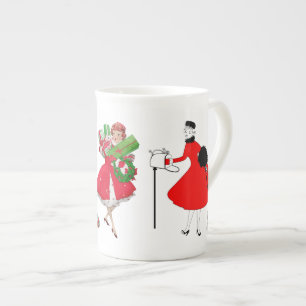 Christmas 1950 Vintage Ladies  Bone China Mug
