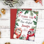 Christmas 1° Birthday Winter Cute Thank You Card<br><div class="desc">Share the magic of your little one's first birthday with our 'Cute Penguin Christmas 1st Birthday Thank You Card'. Express your gratitude in style. Shop now and send your warmest thanks!</div>