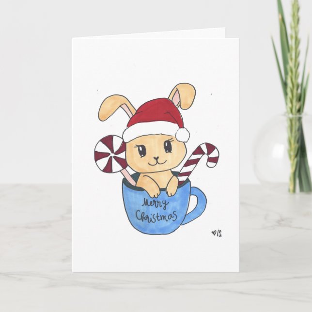 Christmas 1 Bunny Christmas Holiday Card (Front)