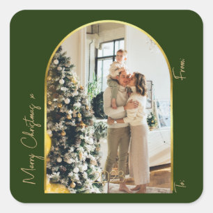 Christmas 1 Photo Arch Family Merry Christmas  Square Sticker