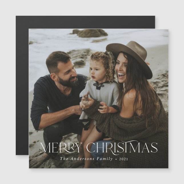 Christmas 1 photo botanical floral black holiday (Front/Back)