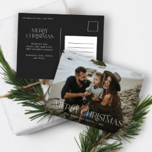 Christmas 1 photo botanical floral folded holiday postcard