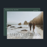 Christmas 1 photo botanical floral stag green postcard<br><div class="desc">Merry Christmas modern elegant watercolor dried botanical floral stag sage green,  terracotta and black colours holiday 1 photo Christmas postcard.</div>