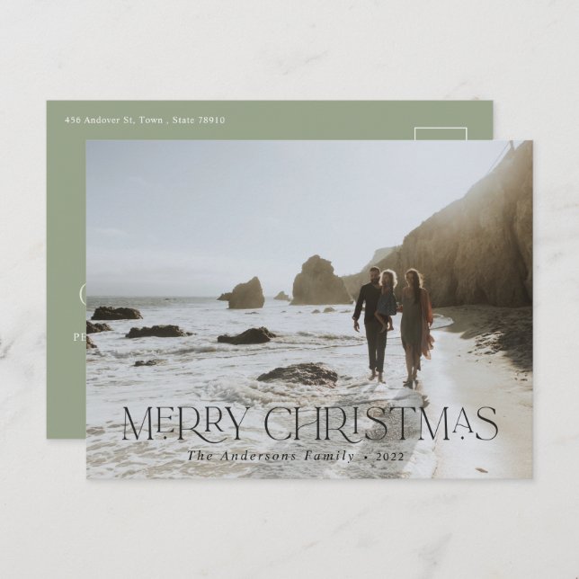 Christmas 1 photo botanical floral stag postcard (Front/Back)