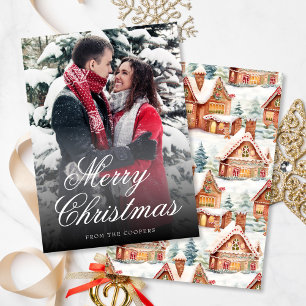 Christmas 1 Photo Gingerbread Pattern Holiday Card