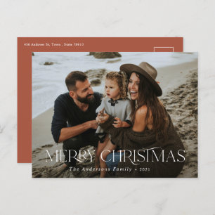 Christmas 1 photo terracotta modern typography postcard