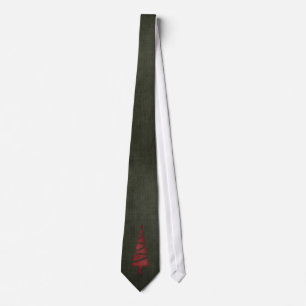 Christmas 1 : Red Tree w Grunge Green Men's Tie